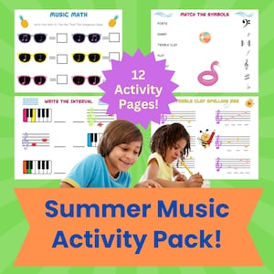 Summer Music Activity Pack | 12 Pages | Colouring | Note Speller | Music Teach Resources