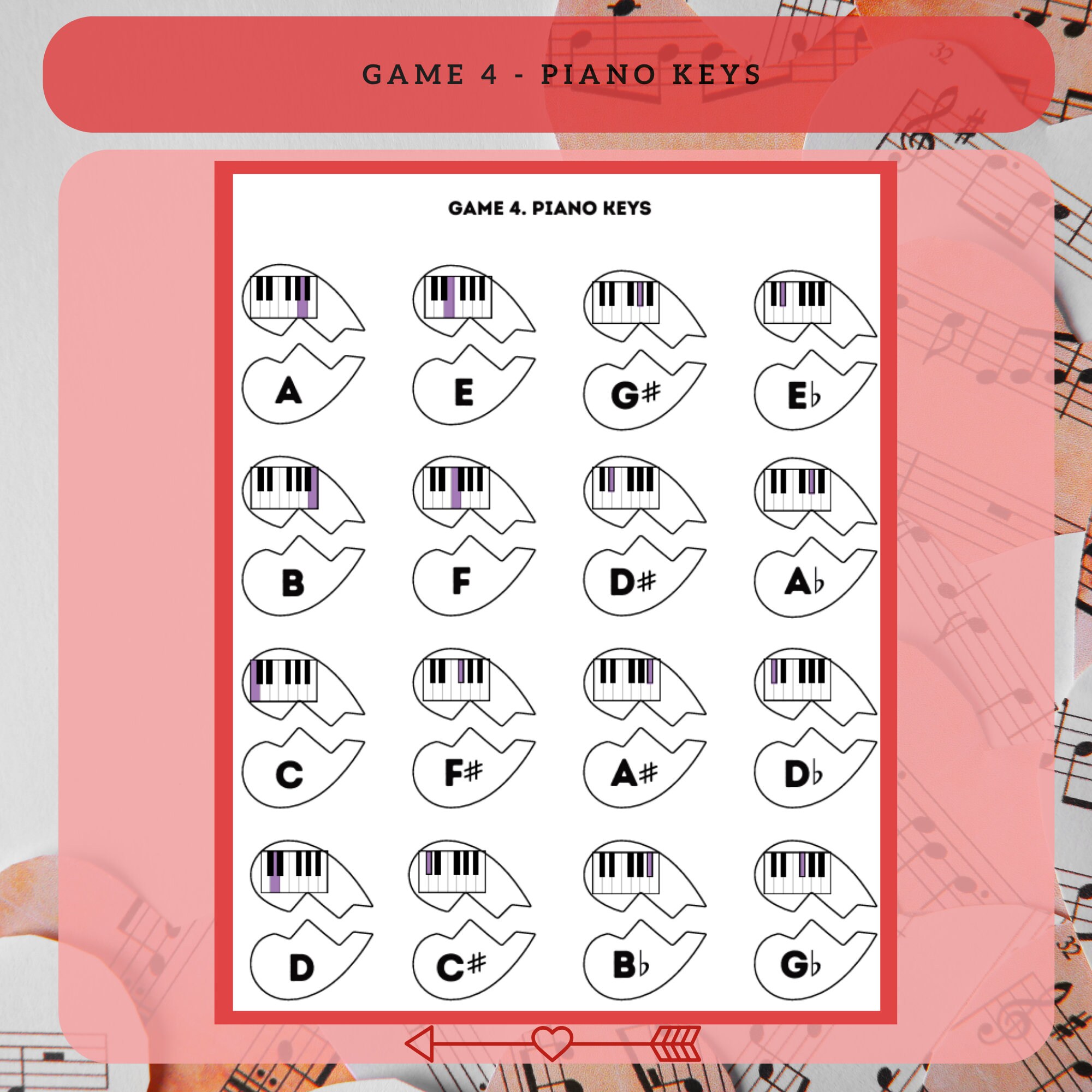Printable Music Theory Game - Valentine's Day Music Game - 6 Games - Etsy