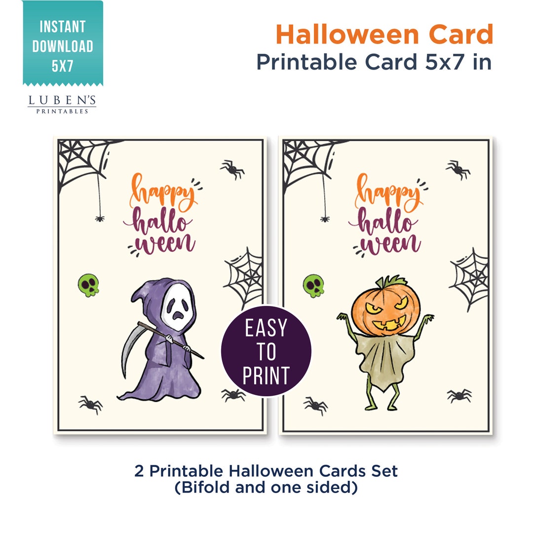 Halloween Card Printable Halloween Card Instant Download - Etsy