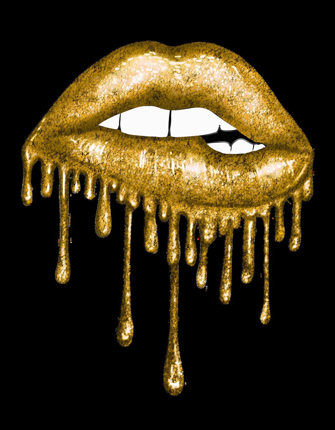 Gold Dripping Lips Etsy