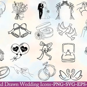 wedding icons line art, Hand Drawn Wedding Icons SVG,Wedding Timeline Clipart,Wedding Illustrations PNG, Wedding Decor,Wedding Illustrations