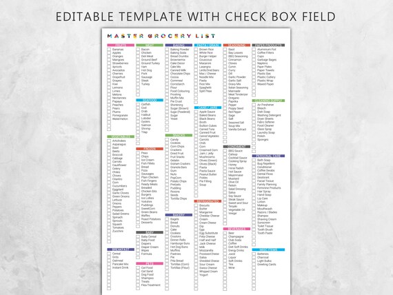 Master List Label Master Grocery List Etsy In 2020 Master Grocery List