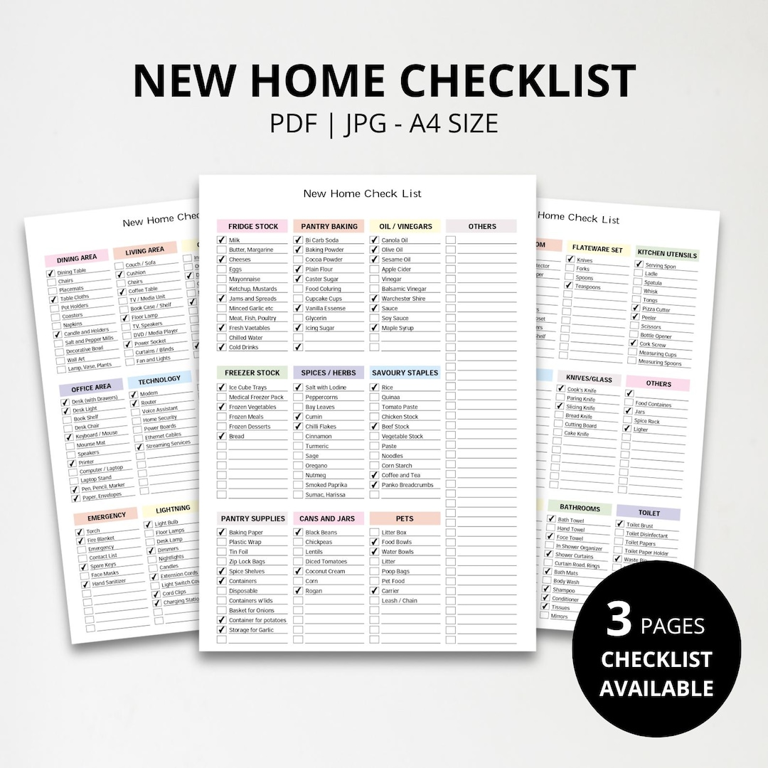 New Home Checklist Printable, Moving Checklist PDF, First Apartment ...
