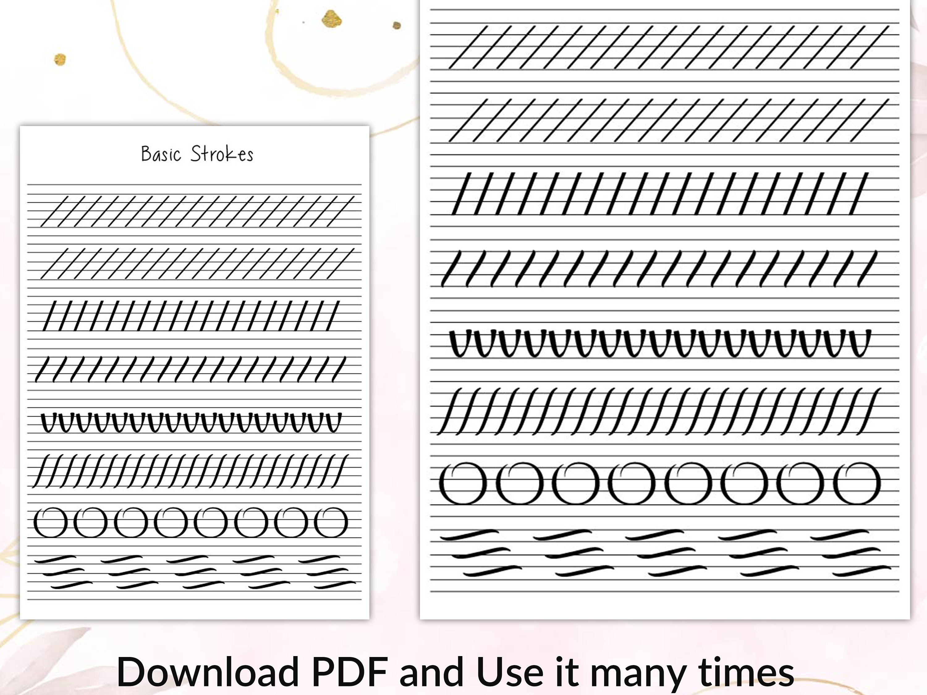 Basic Strokes Handwriting Practice Sheet, Printable Handwriting ...