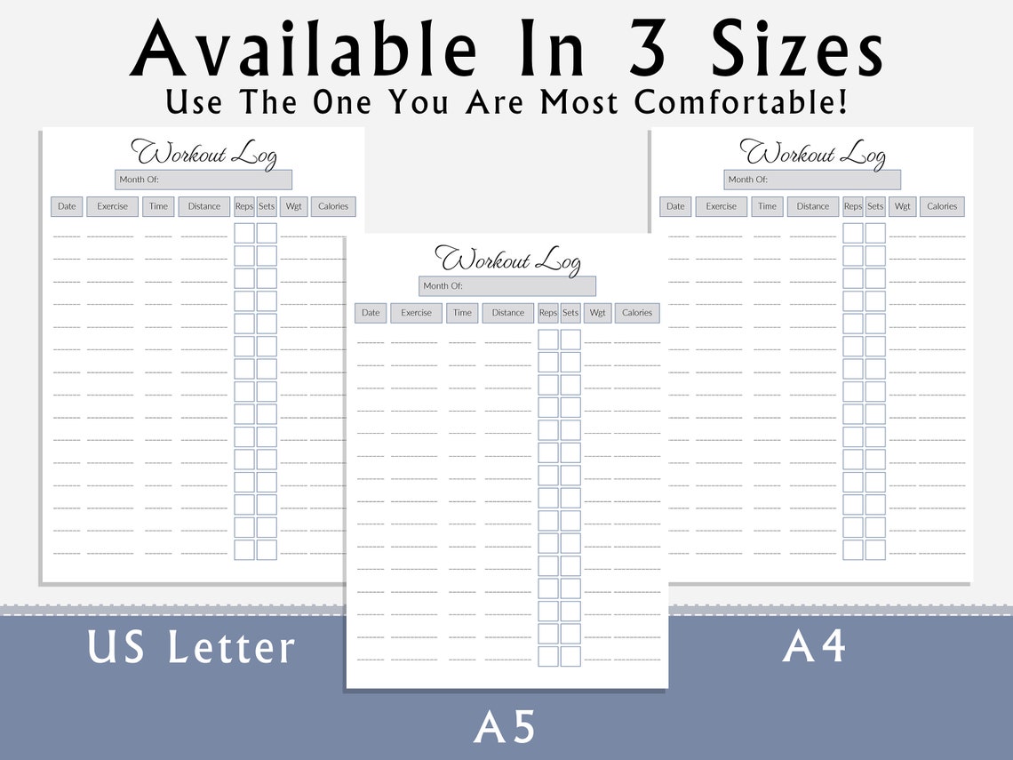 Fitness Journal Printable, Minimalist Editable 9 Pages Fitness Tracker ...