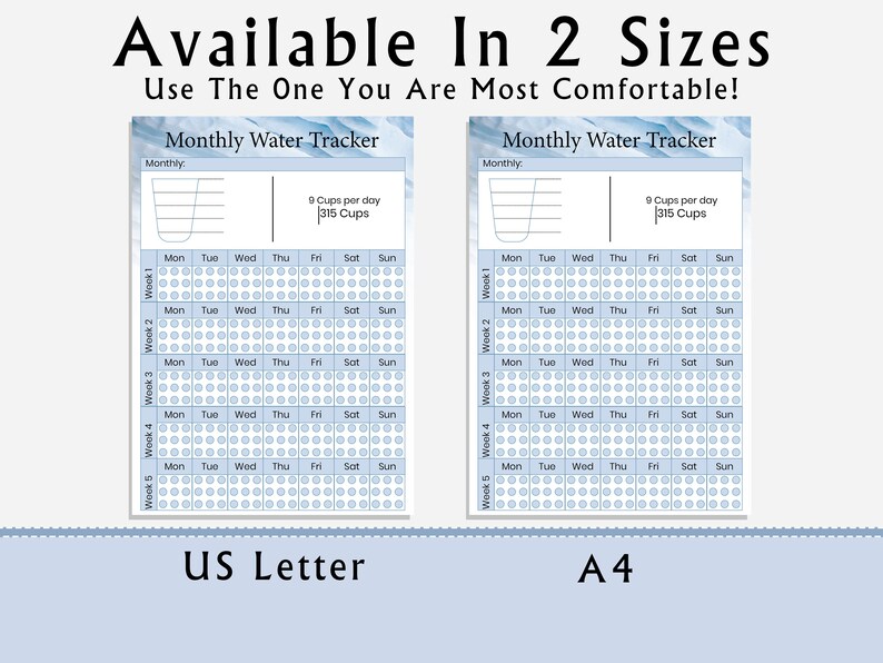 Monthly Water Tracker Printable, 30 Days Water Tracker, Monthly Water ...