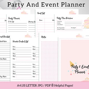 Printable Event Planner, Event Planning Template, Party Budget Planner Printable Event Organizer Event Planner Template