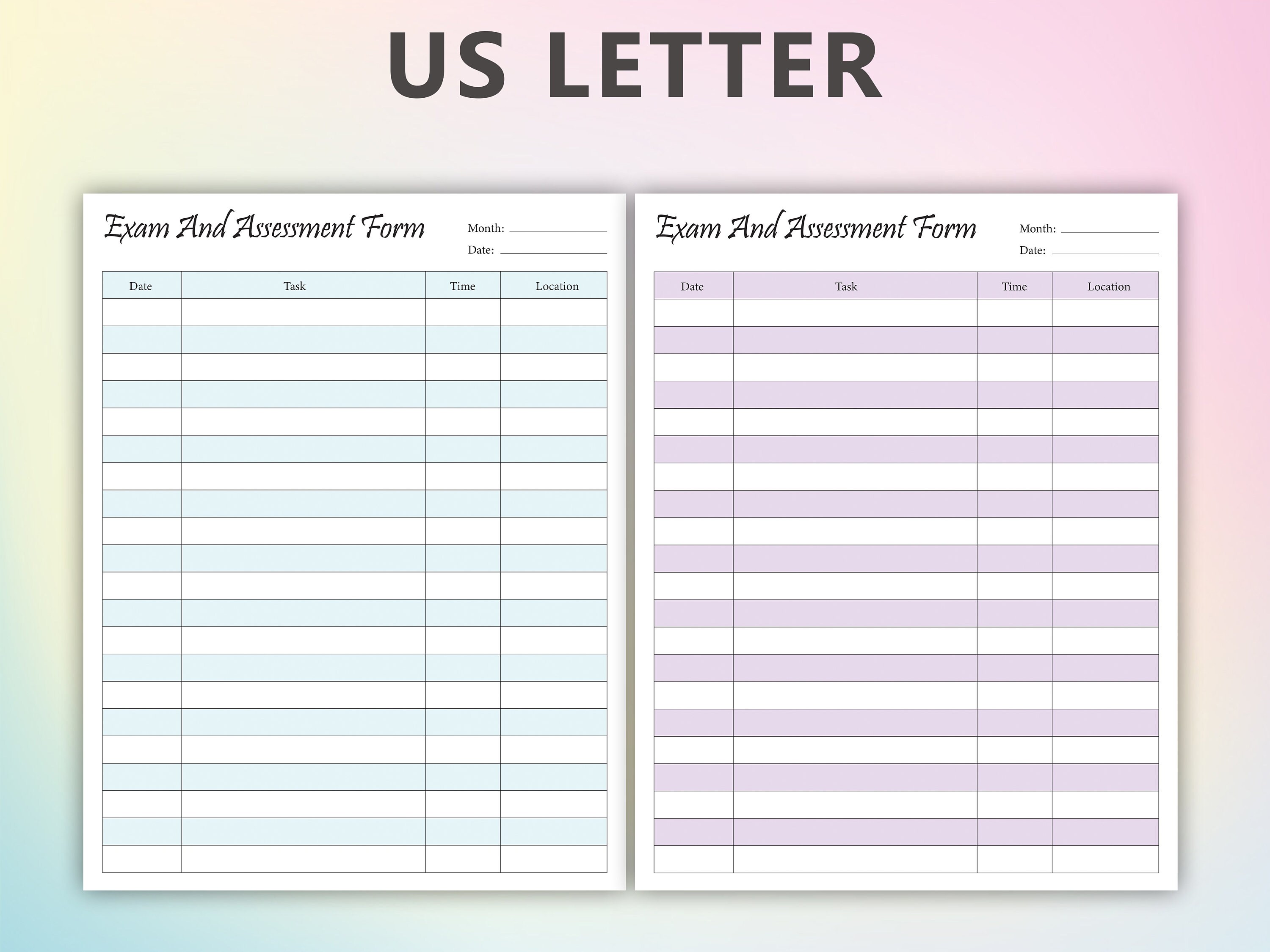 Printable Exam and Assignment Planner, Assessment Tracker Template ...