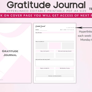 Digital Gratitude Journal, Daily Gratitude Journal for iPad, GoodNotes, Mental Health, Self Care & Mindfulness Journal, Daily Journal Women