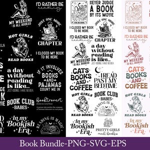Anuncio de libros SVG PNG, paquete de libros SVG, paquete de libros PNG, paquete de citas de libros PNG, lectura de libros, amante de los libros, sublimación