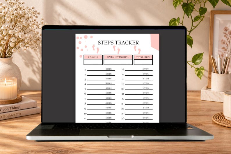30 Day Steps Tracker Printable,pedometer Chart, Monthly Walking Goal ...