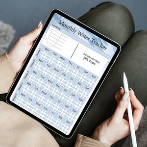 Monthly Water Tracker Printable, 30 Days Water Tracker, Monthly Water ...
