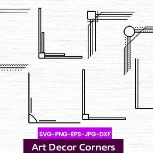 Art Deco Corner Frames, Corner Shelf Pattern, Border Frames Bundle, Wedding Card Vintage Art Flower, Vector corners elements, border art