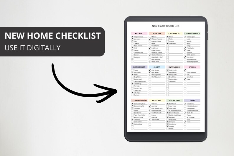 New Home Checklist Printable, Moving Checklist PDF, First Apartment ...