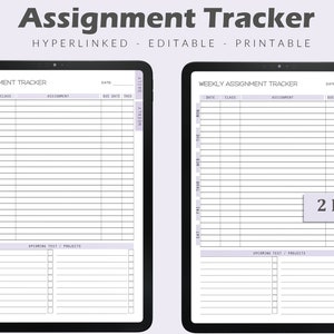 Bewerkbare opdrachttracker, wekelijkse opdrachttracker, opdrachtplanner, afdrukbare opdrachtplanner, controlelijst opdrachten, studieplan