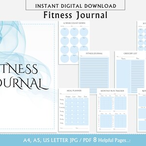Fitness Journal Printable, Minimalist Editable 8 Pages Fitness Tracker ...