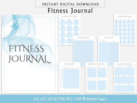 Fitness Journal Printable Minimalist Editable 8 Pages Fitness | Etsy