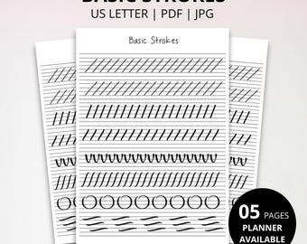 Basic Strokes Practice Worksheets for Kids, Prewriting Line Tracing Printable PDF, Fine Motor Skills Activity