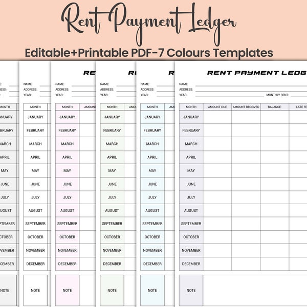 Rent Payment Ledger Editable, Rent Payment Tracker, Rent Payment Log, Rent payment ledger, Landlord Rent Template, Rental Income Log