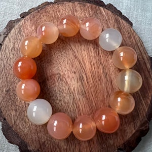 Orange Agate Gemstone 14mm Bracelet a Grounding Stone for Emotional, Physical, & Mental Balance image 5