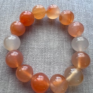 Orange Agate Gemstone 14mm Bracelet a Grounding Stone for Emotional, Physical, & Mental Balance image 4