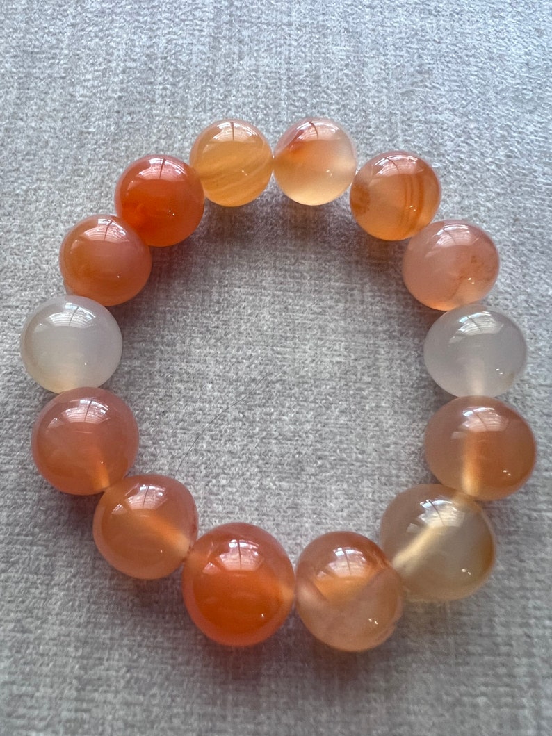 Orange Agate Gemstone 14mm Bracelet a Grounding Stone for Emotional, Physical, & Mental Balance image 4