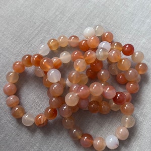 Orange Agate Gemstone 14mm Bracelet a Grounding Stone for Emotional, Physical, & Mental Balance image 2