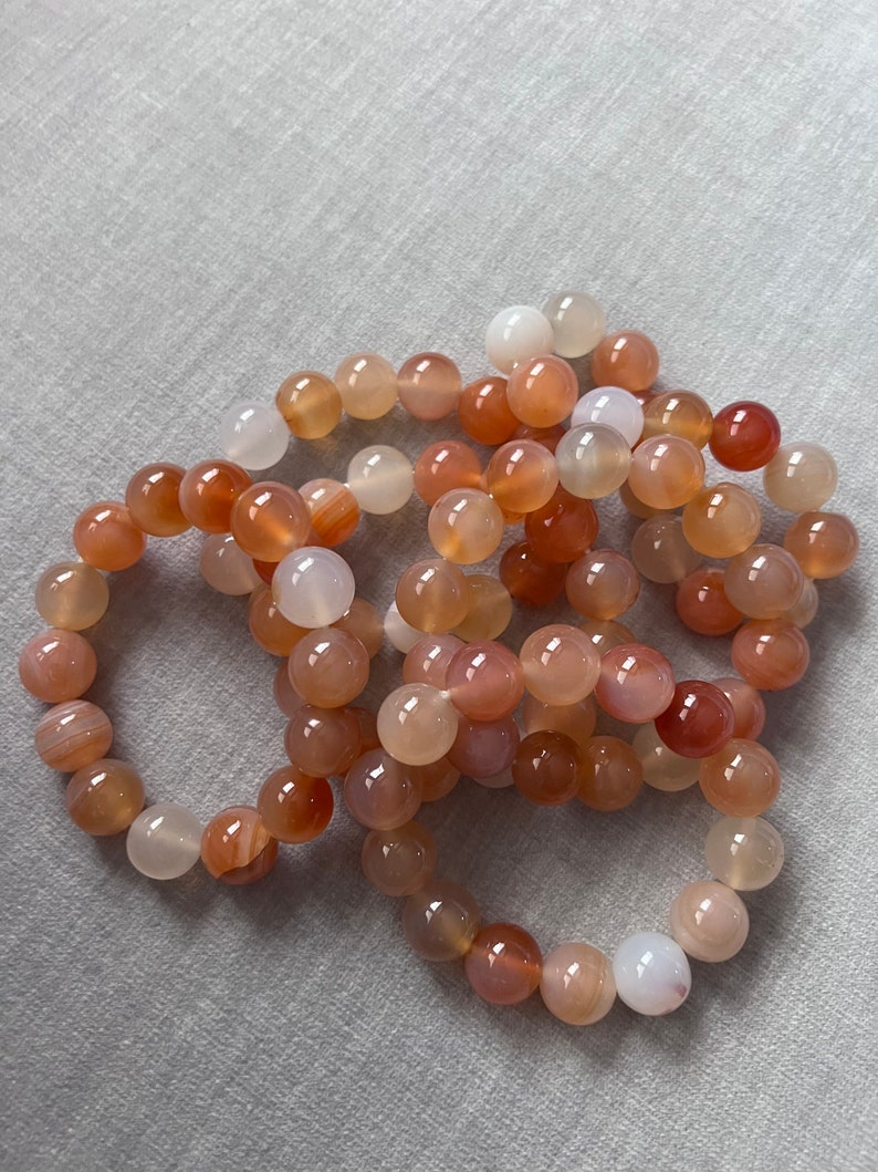 Orange Agate Gemstone 14mm Bracelet a Grounding Stone for Emotional, Physical, & Mental Balance image 2