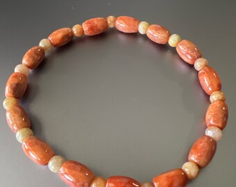 Beautiful Natural Burmese Red Jade Gemstones Dainty Barrel Shape Bracelet attracts Luck, Wealth, and Prosperity