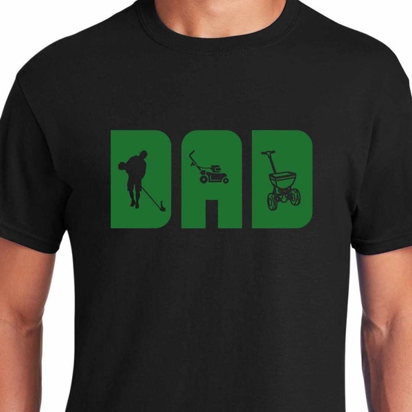 DAD Cutout Lawn Care T-shirt, Father's Day Gift, Lawn Care Gift, Daddy Mowing Shirt, Lawn Care Nut, Mower, Weed Trimmer, Fertilizer Spreader