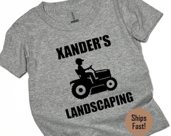 Personalized Kids Lawn Mowing Shirt, Toddler Landscaping Tee