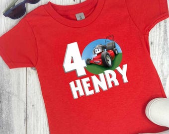 Personalized Lawn Mower Birthday Shirt, Cute Toddler Party Outfit