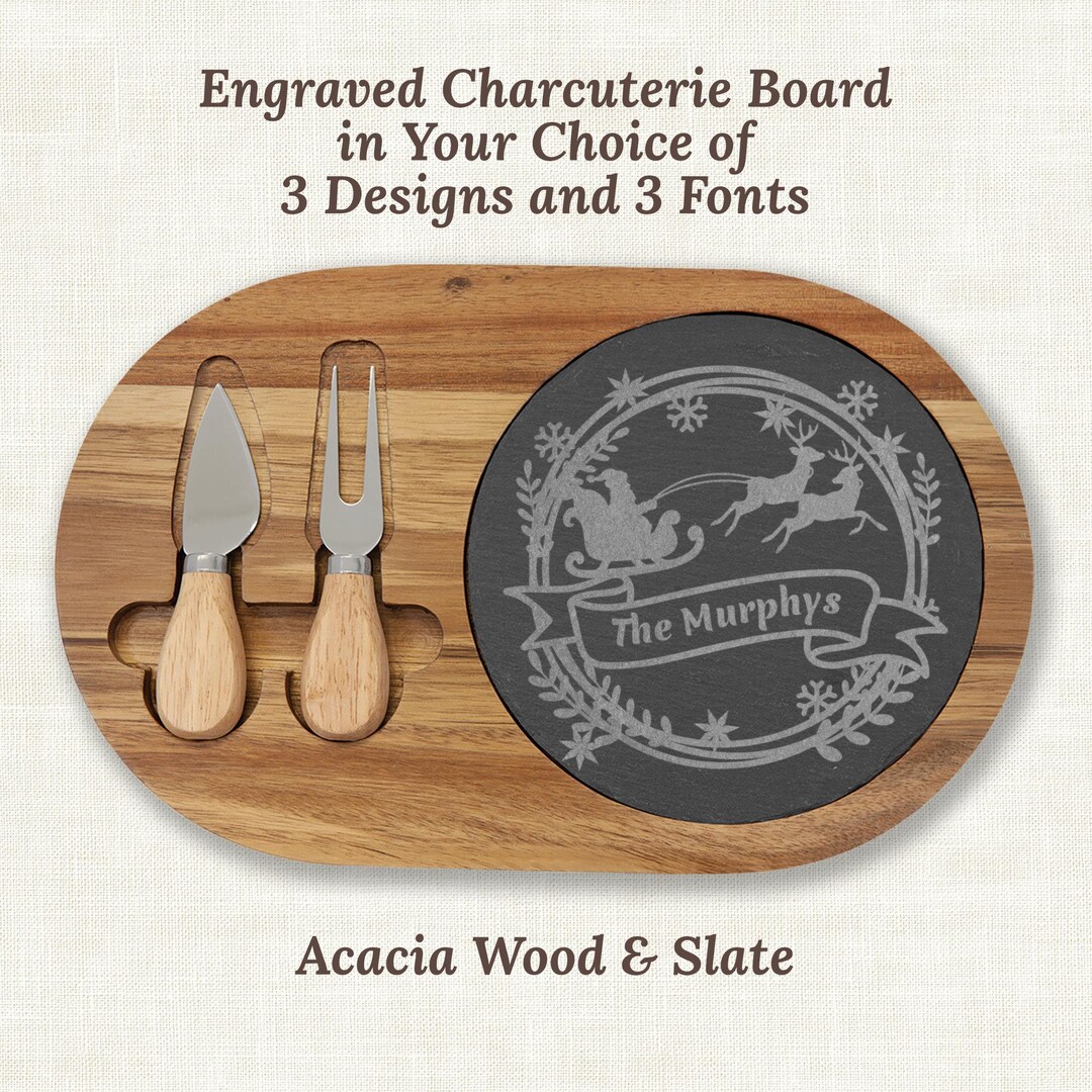 Personalized Engraved Charcuterie Board: Custom Acacia Wood and Slate ...