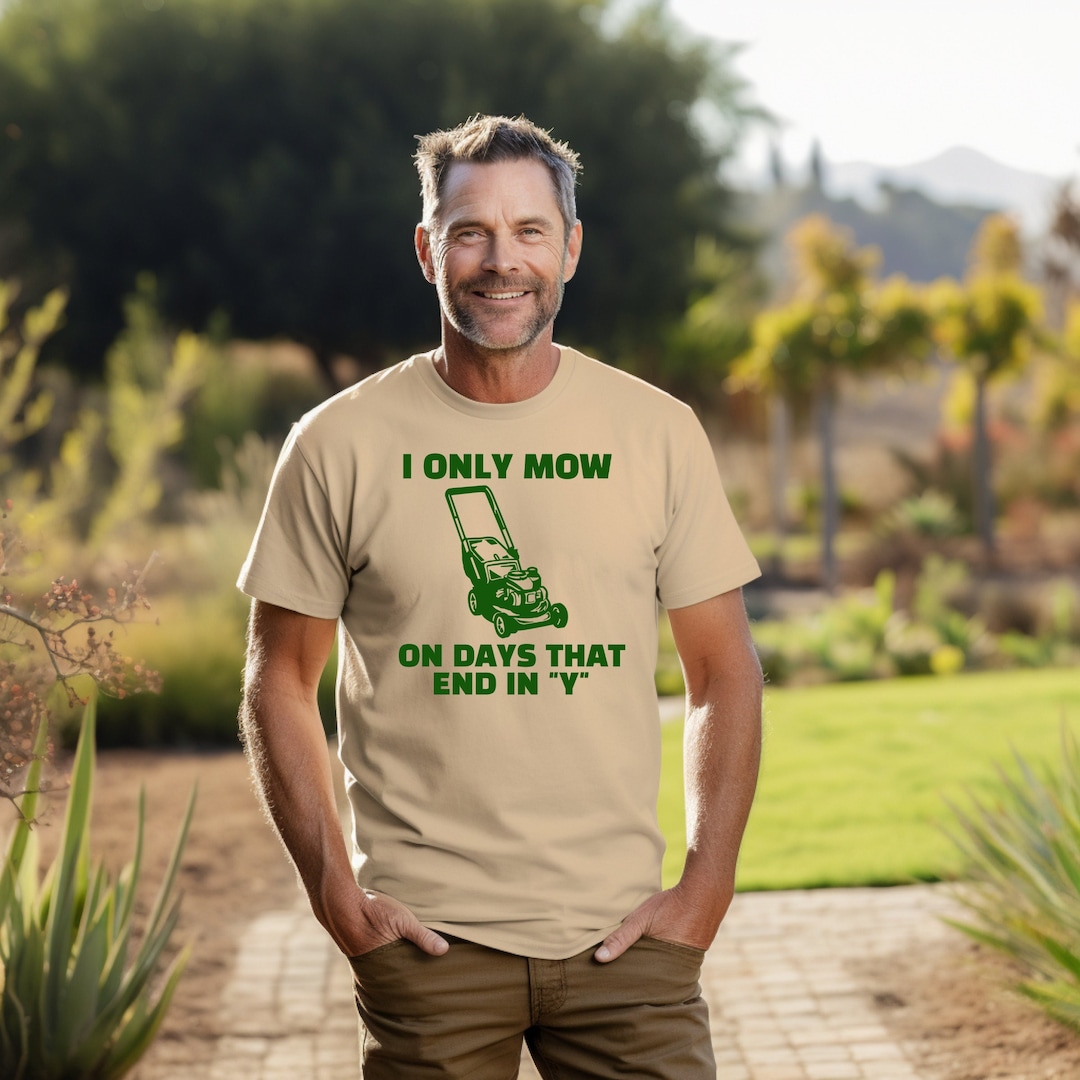 Funny Lawn Mowing Shirt Featuring a Push Lawn Mower Gift for Etsy