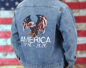 Patriotic American Eagle-denimjack voor heren: Celebrating United States Semiquincentennial