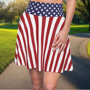 Patriotic Women&#39;s Skirt, American Flag Stars and Stripes Design, USA Pride Skirt, 4th of July Clothing, Festival Fashion, Casual Wear