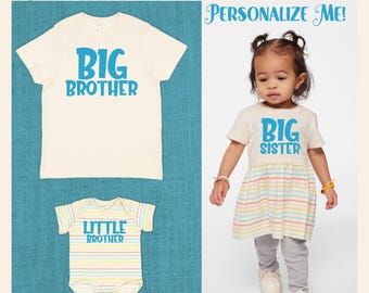 Matching Sibling Outfit, Personalized Sister Brother Tees, Dresses & Bodysuits