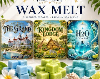 Magical Destination Wax Melts,  Hand Poured Coconut Wax Clamshells approx 50g, Resorts, Attractions, Snacks,
