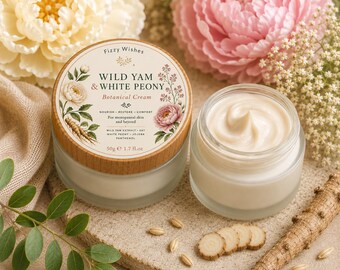 Wild Yam White Peony Botanical Cream for Mature Skin, Reishi Oat Panthenol Hydration