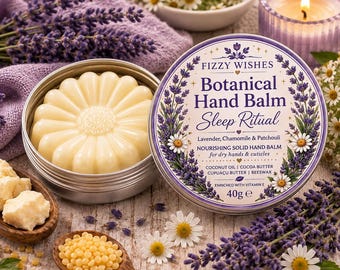 Solid Hand Balm, Botanical Hand Cream, Lavender Hand Balm, Cuticle Balm, Essential Oil Hand Balm, Natural Hand Moisturiser, 40g | Calendula
