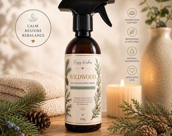 Wildwood Magnesium Body Spray | Magnesium Oil Spray | Fir Needle & Cedarwood | Relaxing Body Spray | Natural Wellness Gift | 150g