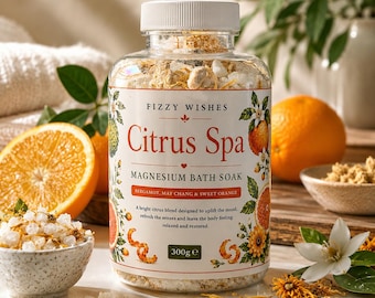 Magnesium Bath Soak with Essential Oils and Botanicals, Citrus Spa - Bergamot, May Chang & Sweet Orange