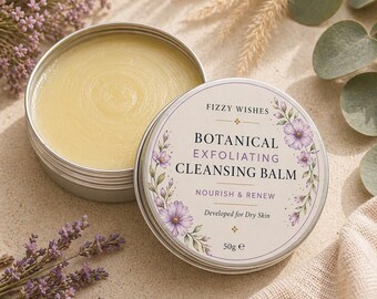 Botanical Exfoliating Cleansing Balm for Dry Skin | Natural Makeup Remover, Nourishing Skincare (50g)