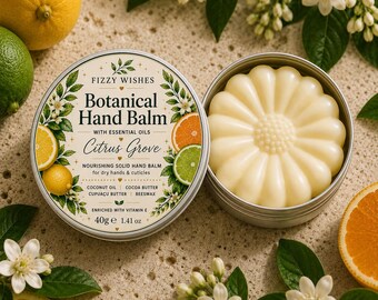 Botanical Hand Balm Citrus Grove| Lemon Myrtle, Lime, Lemon, Grapefruit, Bergamot, Patchouli,  Spearmint. Cocoa & Cupuacu Butters, Calendula