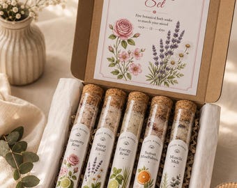 Botanical Bath Soak Discovery Set | 5 Aromatherapy Tubes, Self-Care Ritual