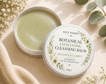Exfoliating Cleansing Balm for Oily Skin | Natural Makeup Remover | Clarifying Face Cleanser | Oil Control Skincare | Botanical Balm 50g