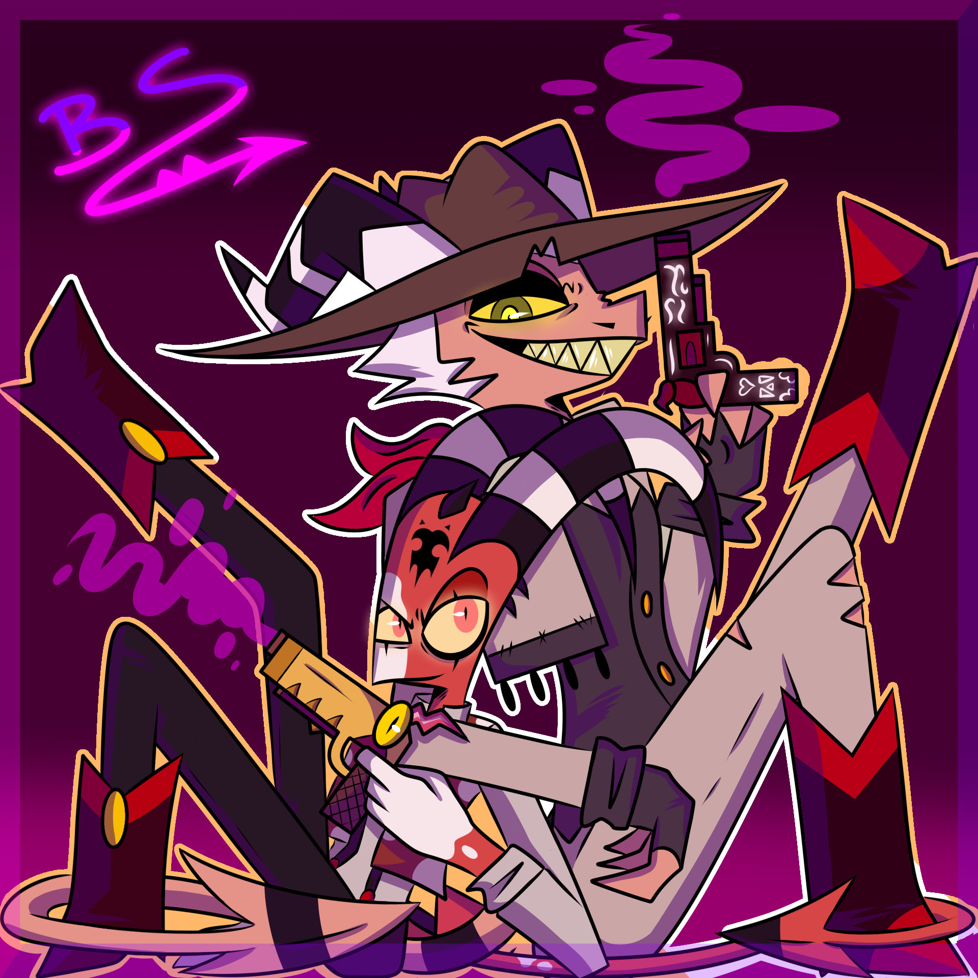 Helluva Boss Blitzo y Striker Digital Print - Etsy México