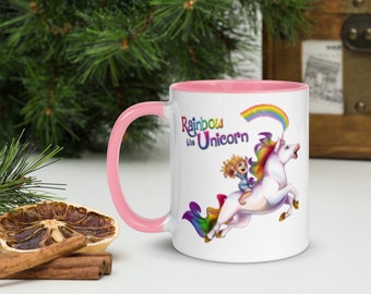 MUG- "Rainbow the Unicorn" Ceramic Mug with Color Inside