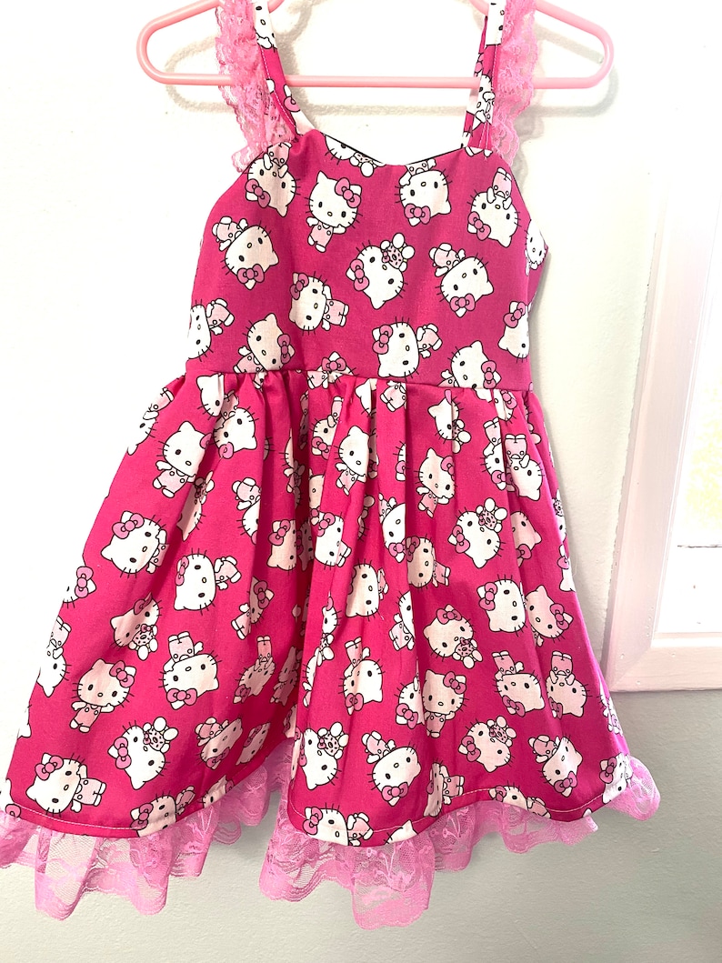 Toddler Hello kitty dress, girl dress, Sanrio, Halloween, Birthday dress, toddler dresses, Personalized, Babygirl Dresses, Special Event image 2