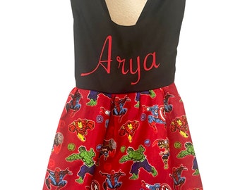 Vestido de superhéroe personalizado para niño pequeño, nombre personalizado, 100 % algodón